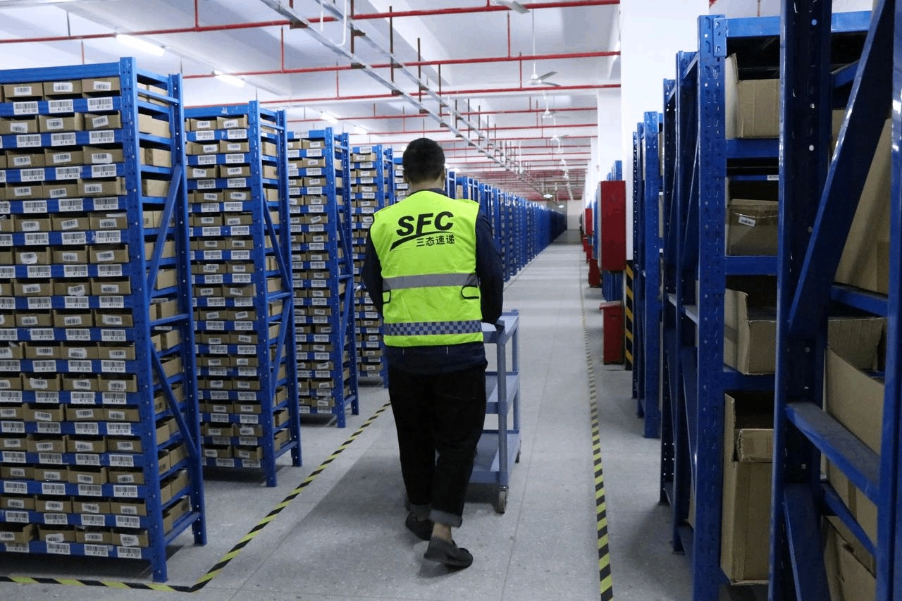 SFC warehouse shelves storing inventory for ongoing ecommerce fulfillment